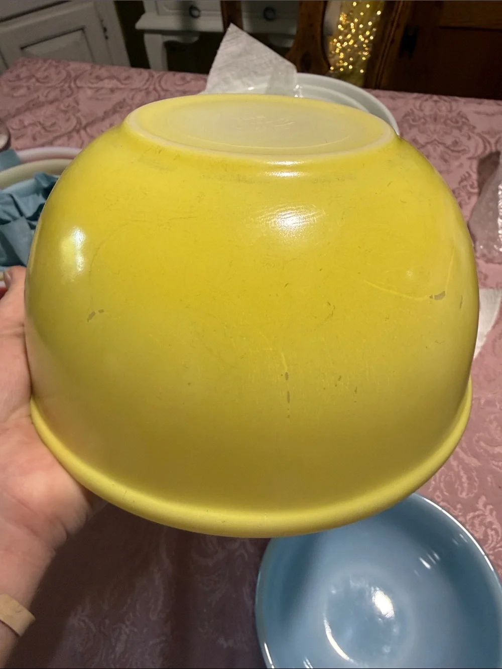 Vintage Fire king primary rolled rim mixing bowl set